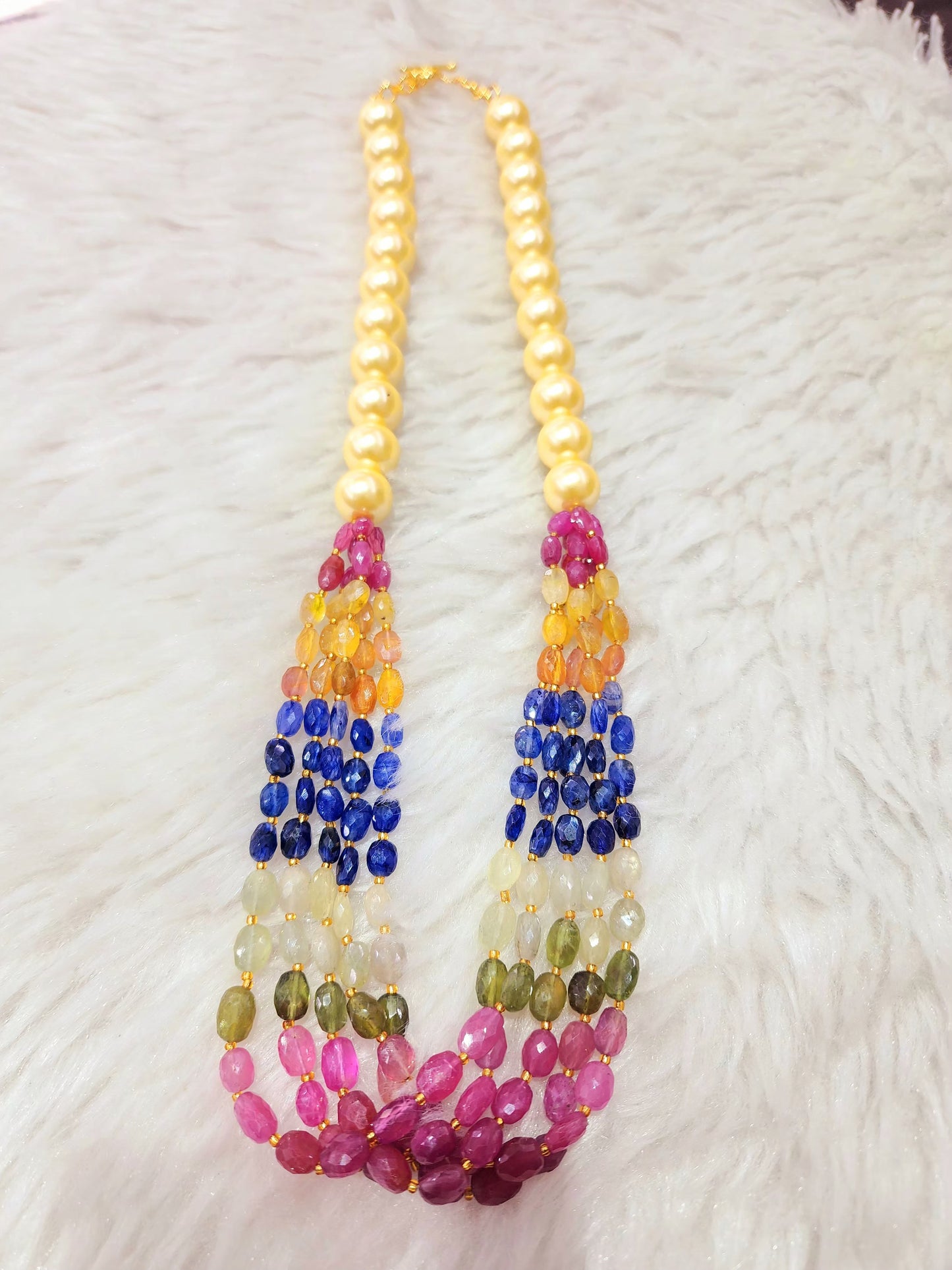 Natural Multi Sapphire Oval Facited Bead's - KGP GEMS