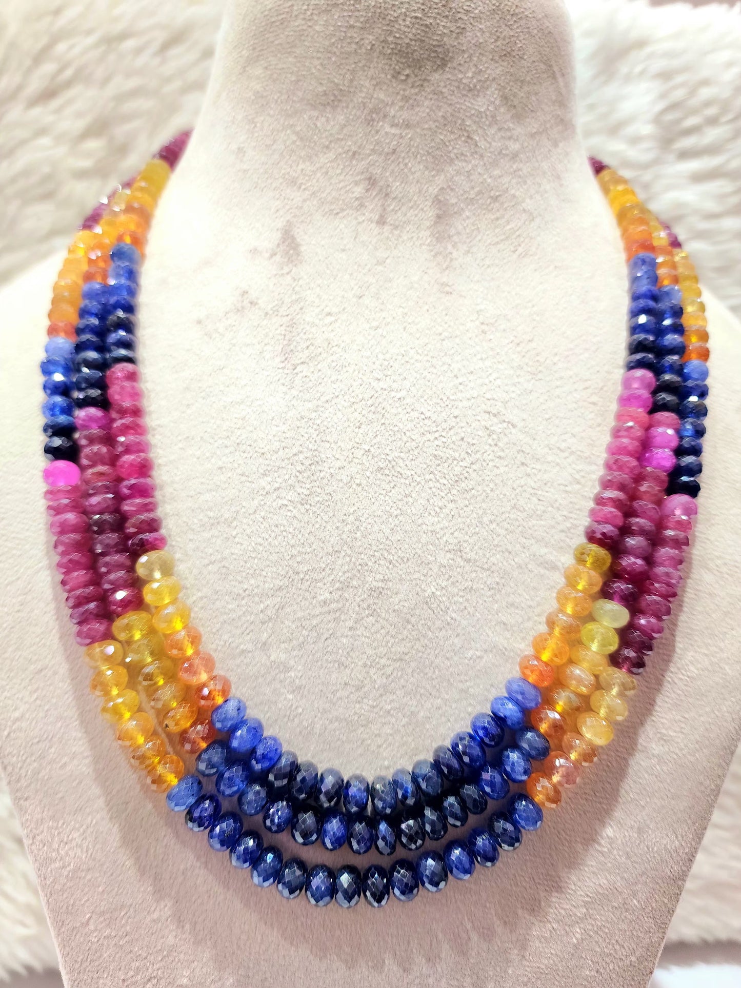 Natural Multi Sapphire Facited Beads - KGP GEMS