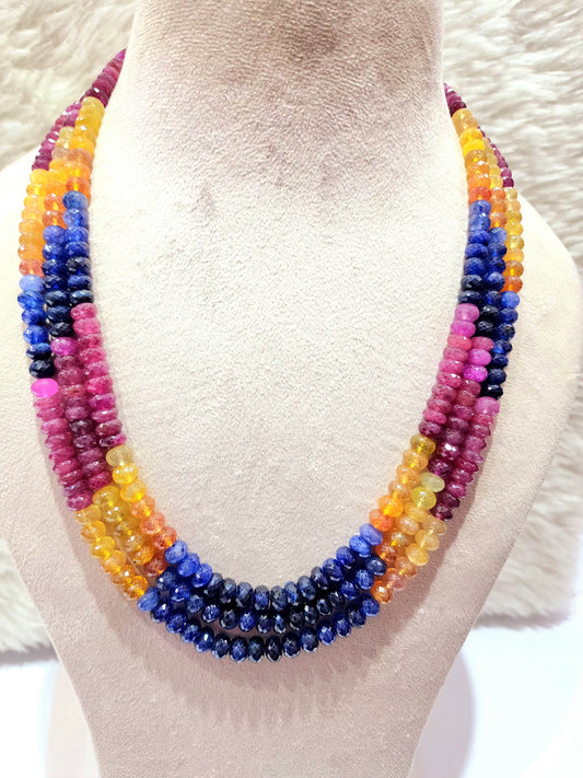 Natural Multi Sapphire Facited Beads - KGP GEMS