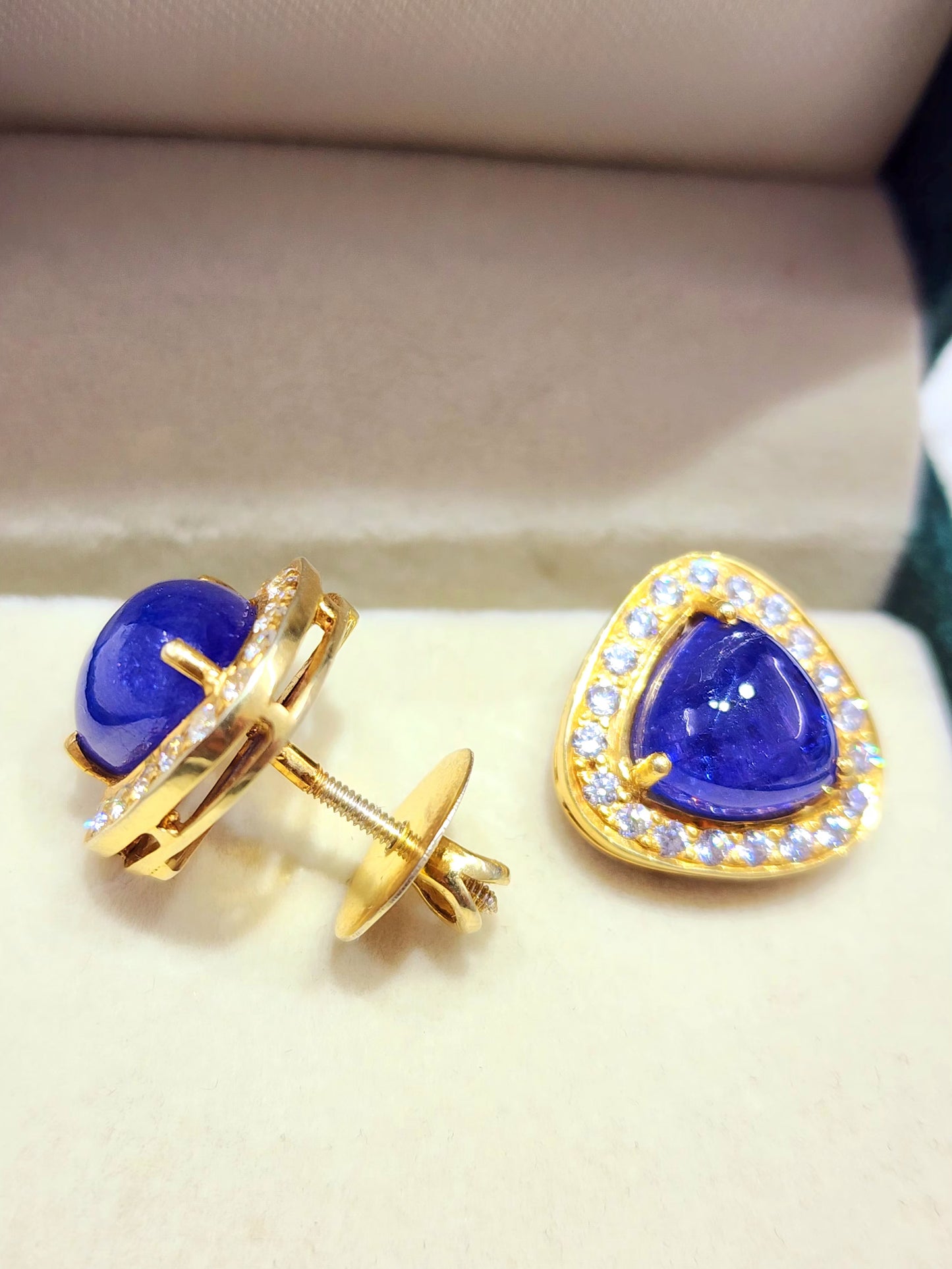 925 Silver Tanzanite Earings with Surrounding Cubic Zirconia - KGP GEMS