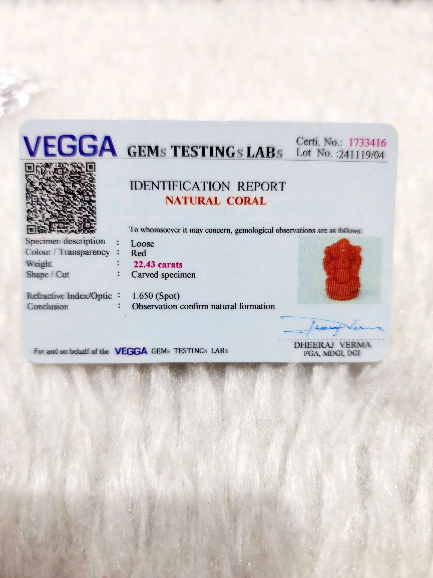 Natural Italian Coral Ganesha - KGP GEMS