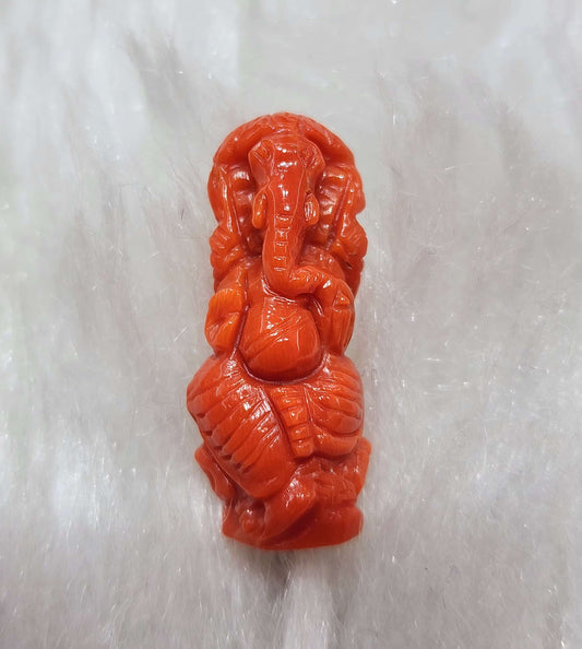 Natural Italian Coral Ganesha - KGP GEMS