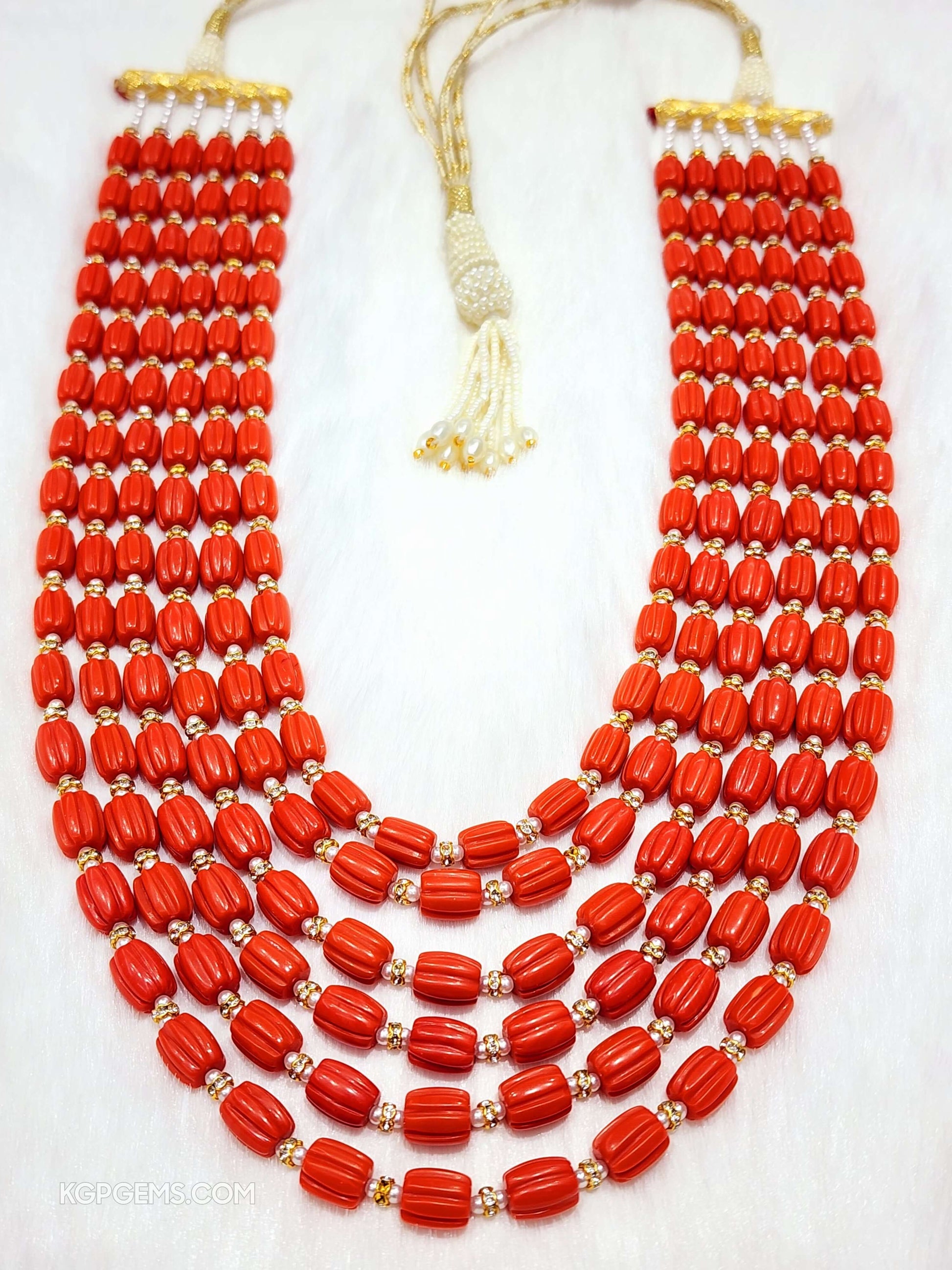 Carved Manmade Coral  Beads - KGP GEMS