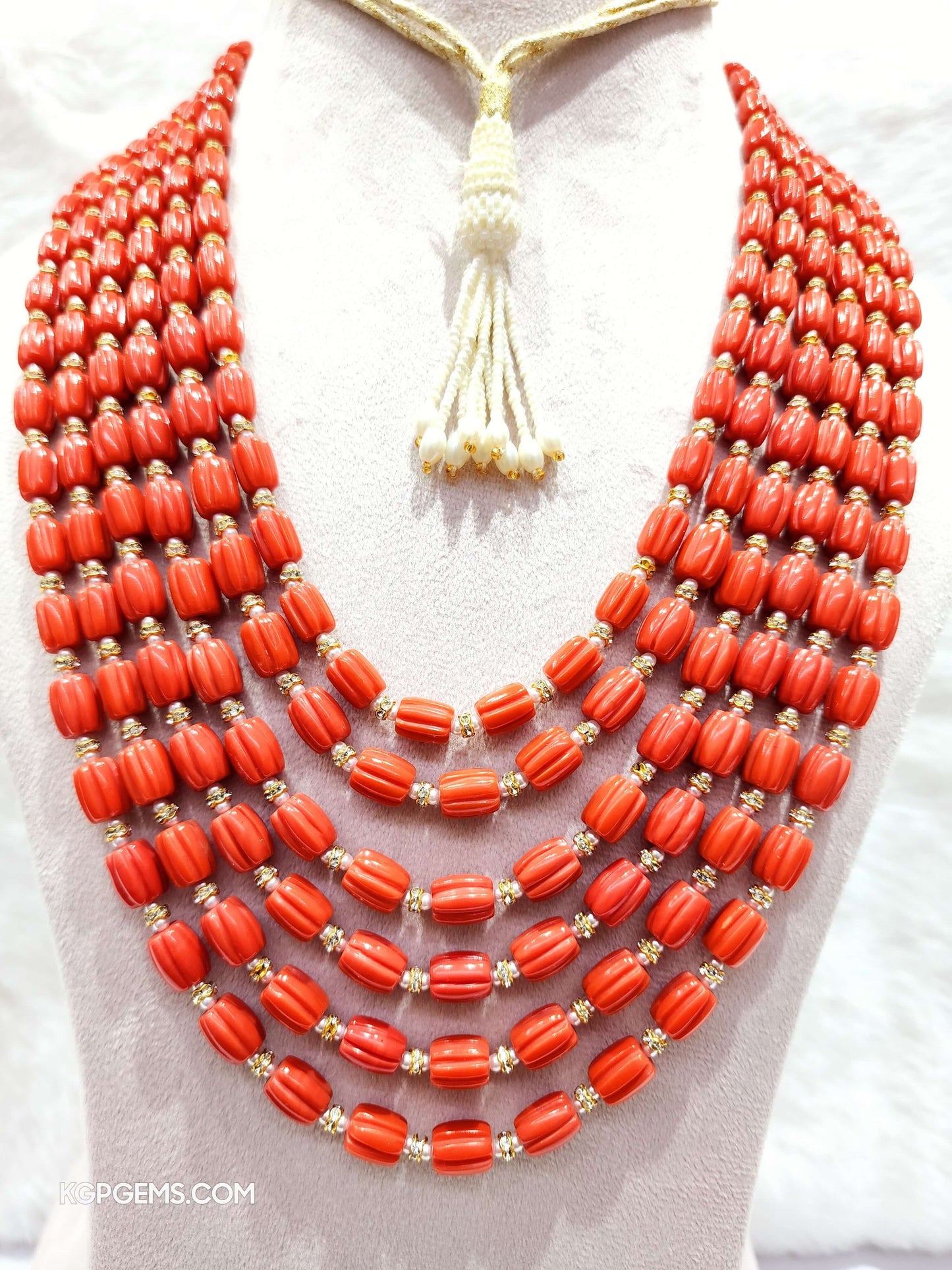 Carved Manmade Coral  Beads - KGP GEMS