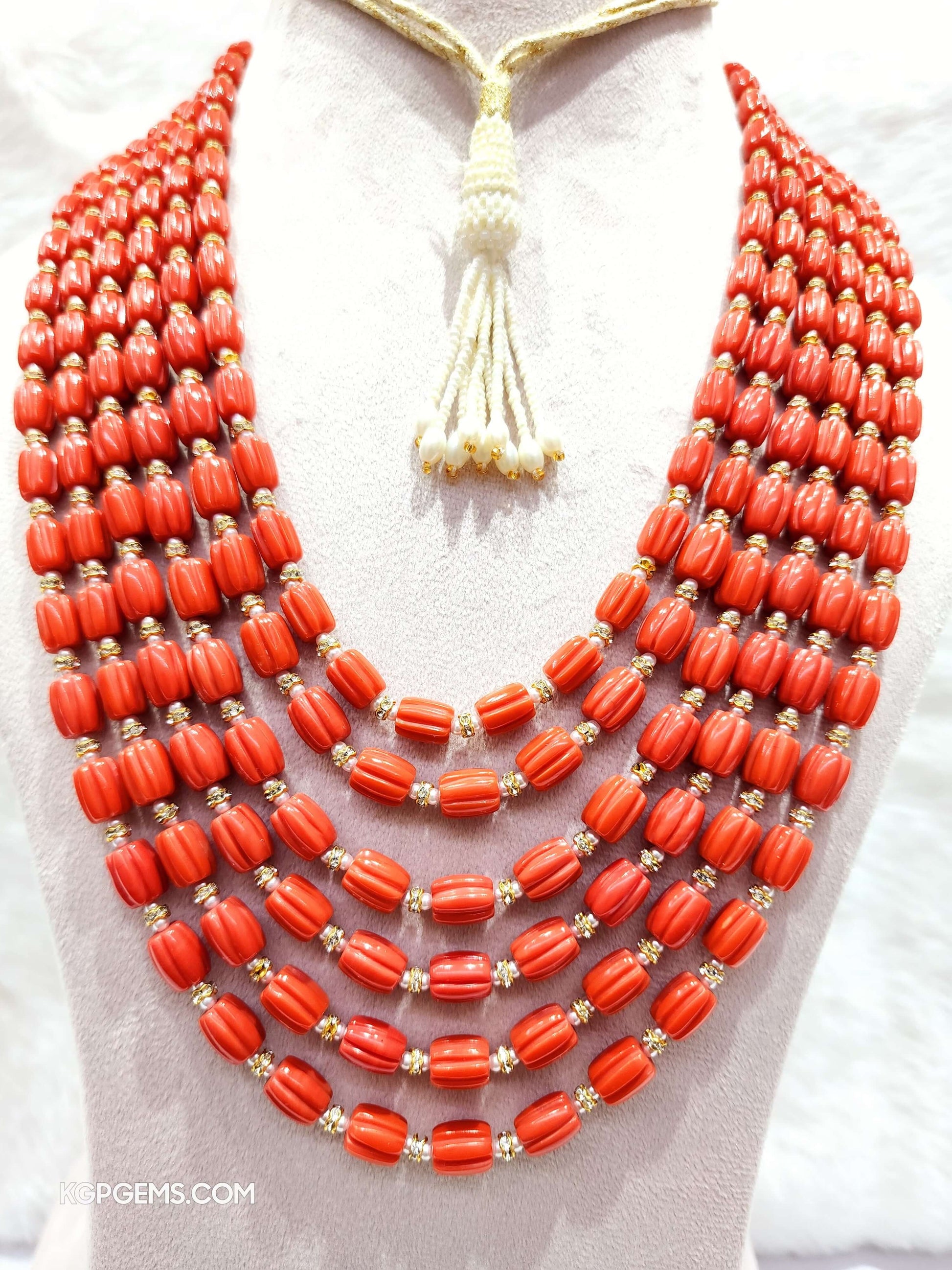 Carved Manmade Coral  Beads - KGP GEMS