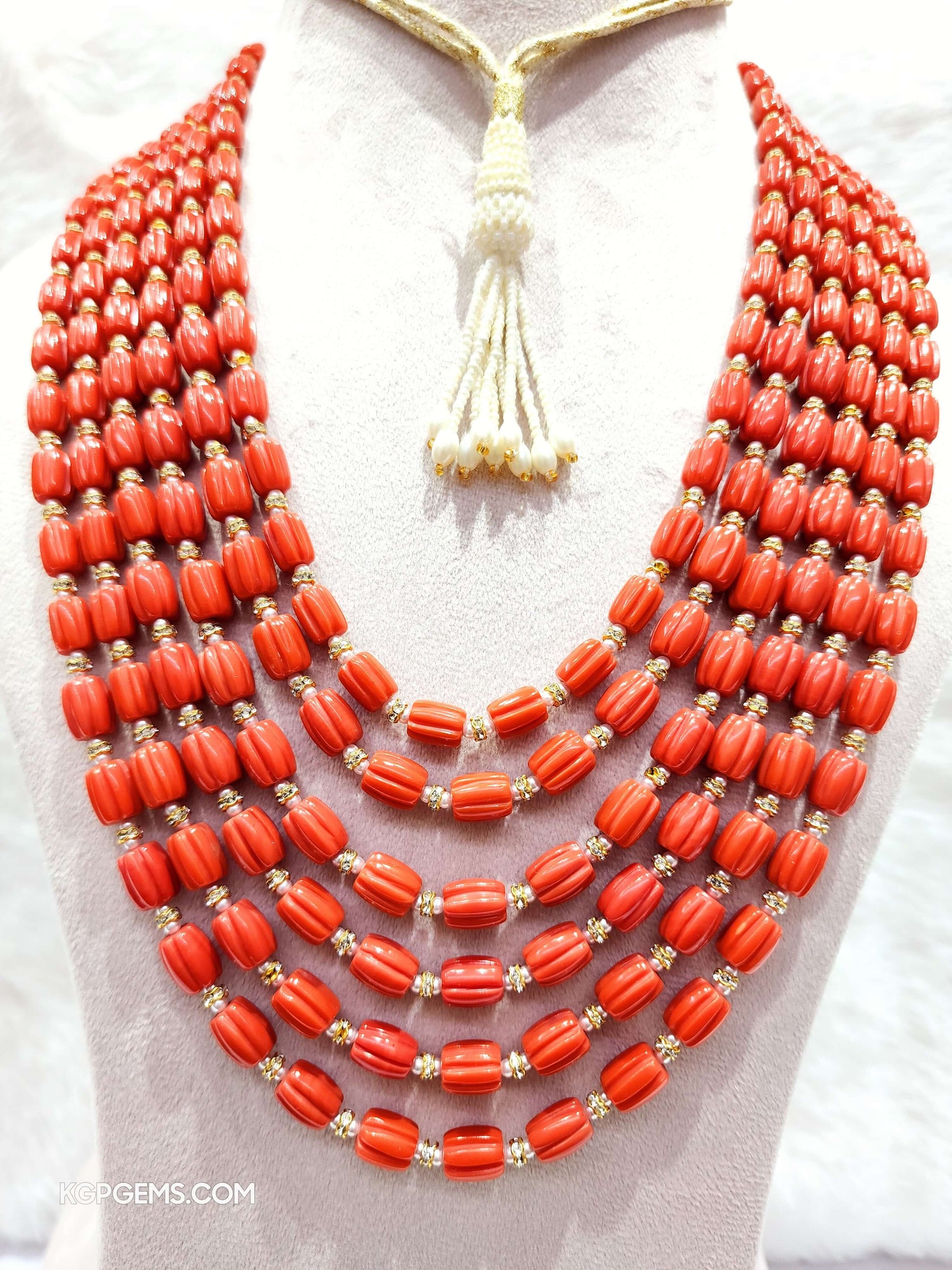 Carved Manmade Coral  Beads - KGP GEMS