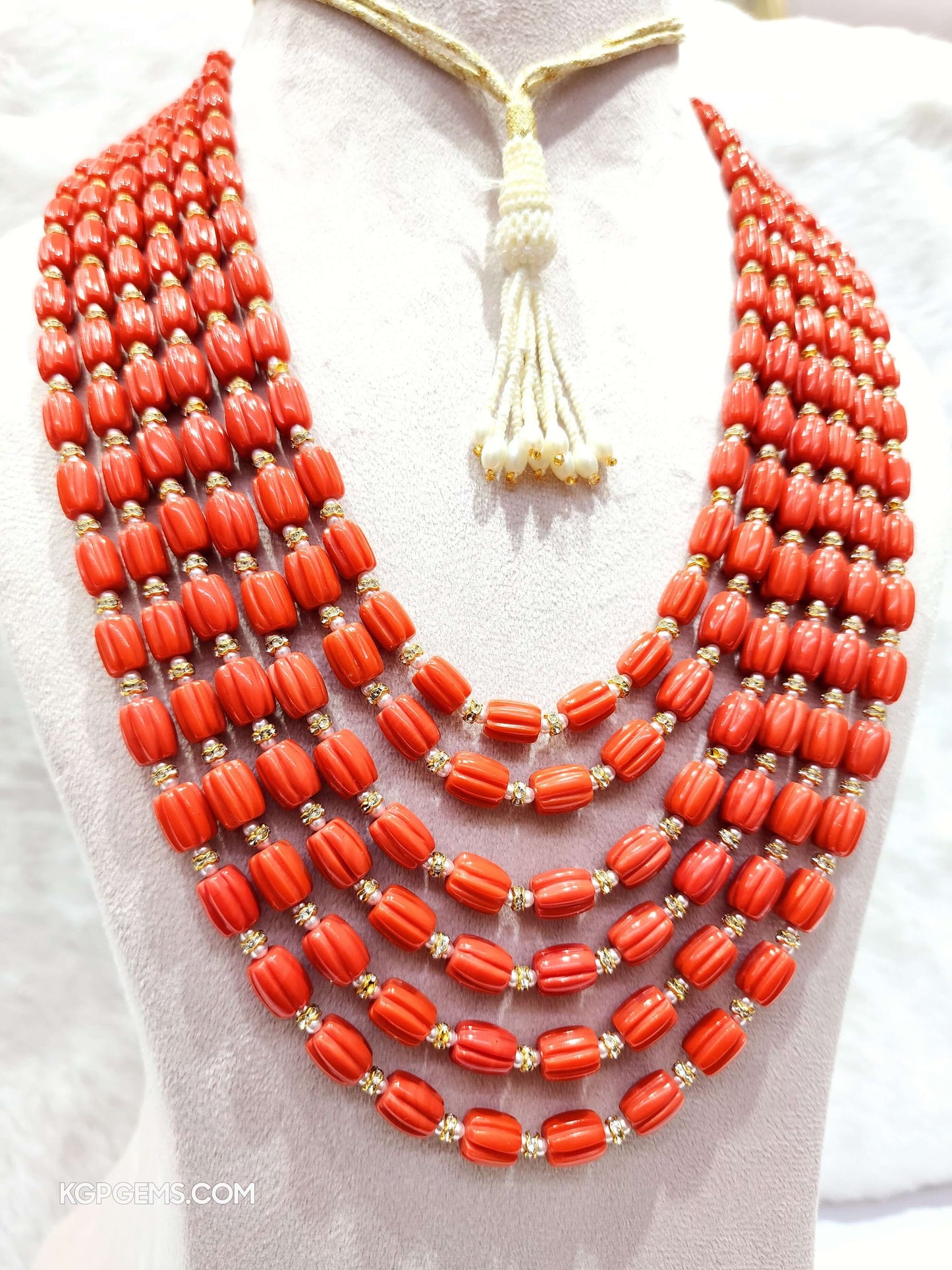 Carved Manmade Coral  Beads - KGP GEMS