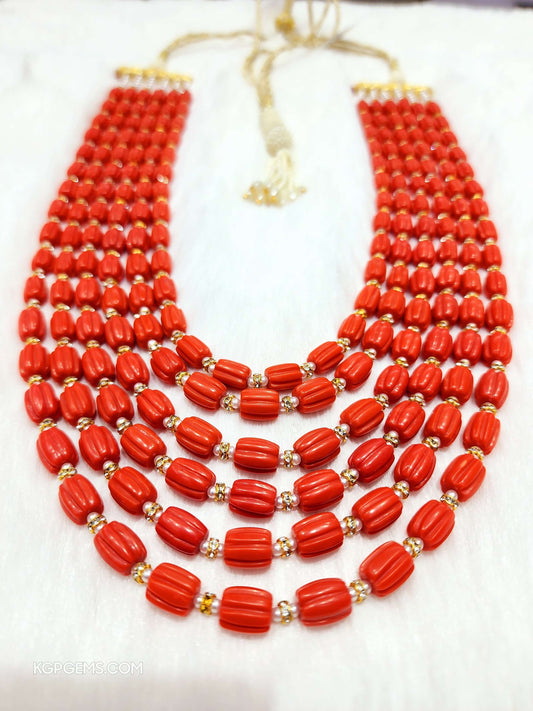 Carved Manmade Coral  Beads - KGP GEMS