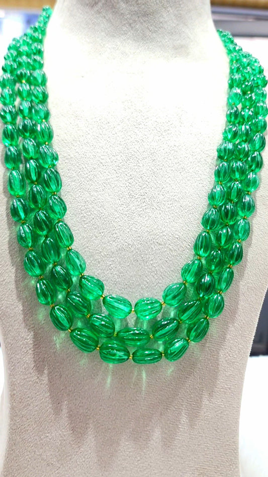 Manmad Carved Columbian Emerald's Beads - KGP GEMS