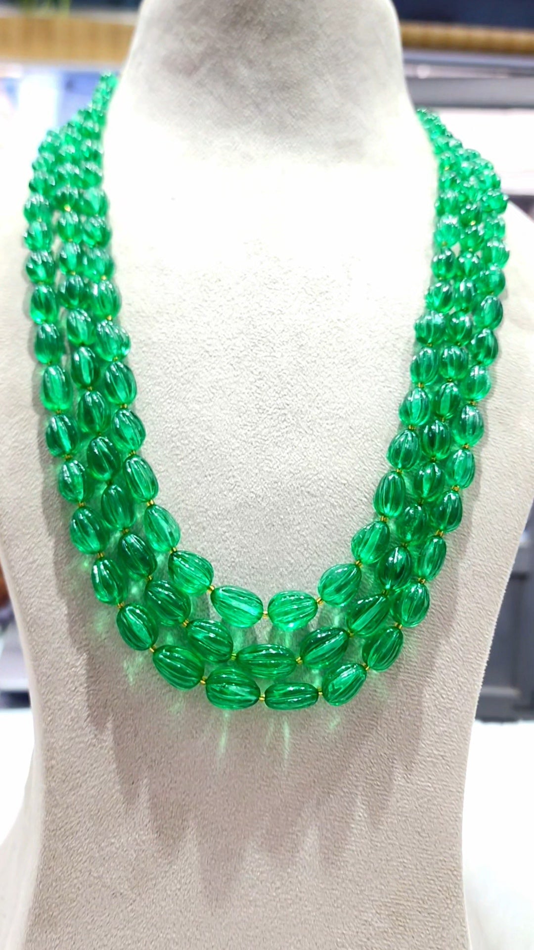 Manmad Carved Columbian Emerald's Beads - KGP GEMS
