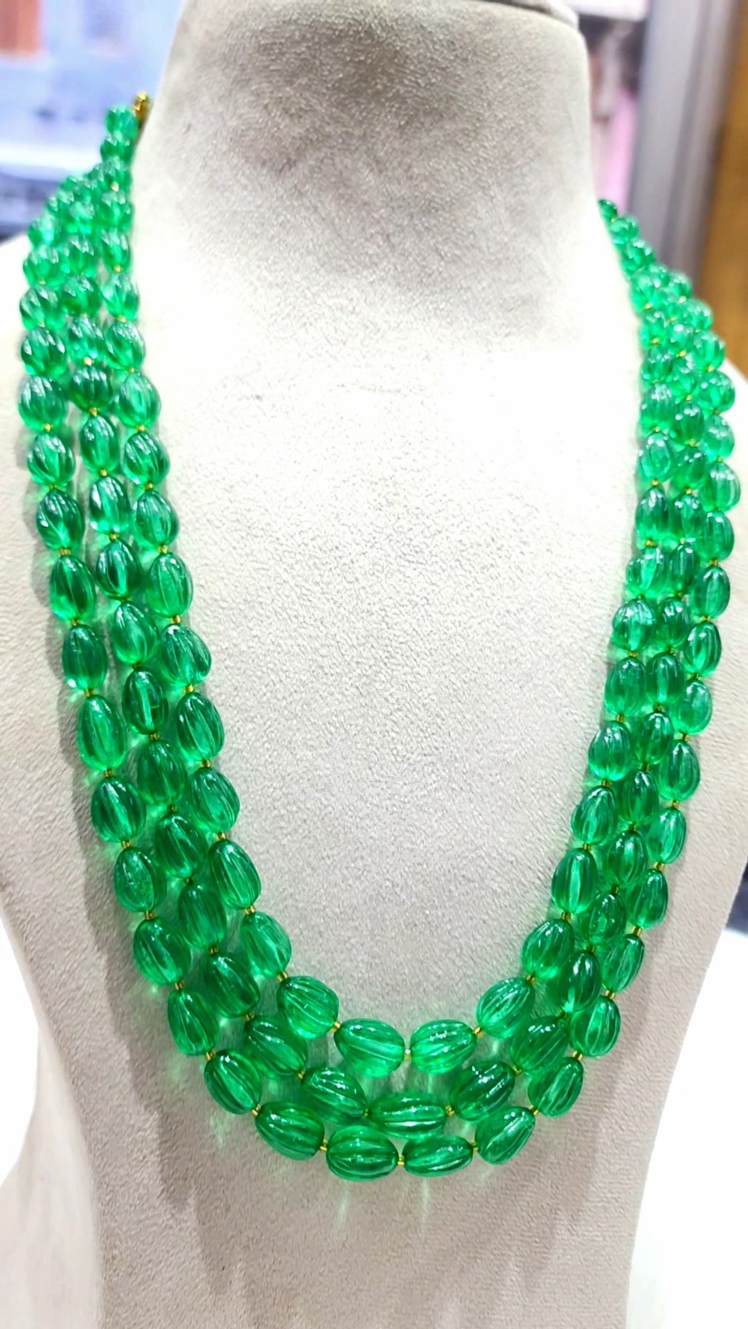 Manmad Carved Columbian Emerald's Beads - KGP GEMS