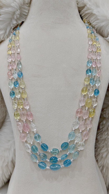 Aquamarine with Pink Morganite & Pearls