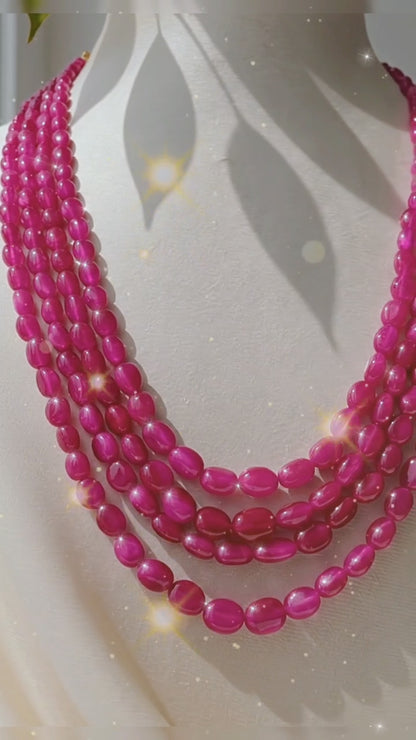 Ruby Opaque Oval Beads