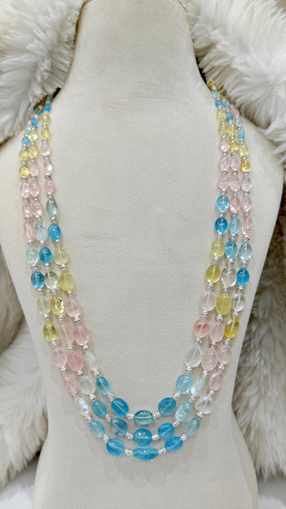 Aquamarine with Pink Morganite & Pearls