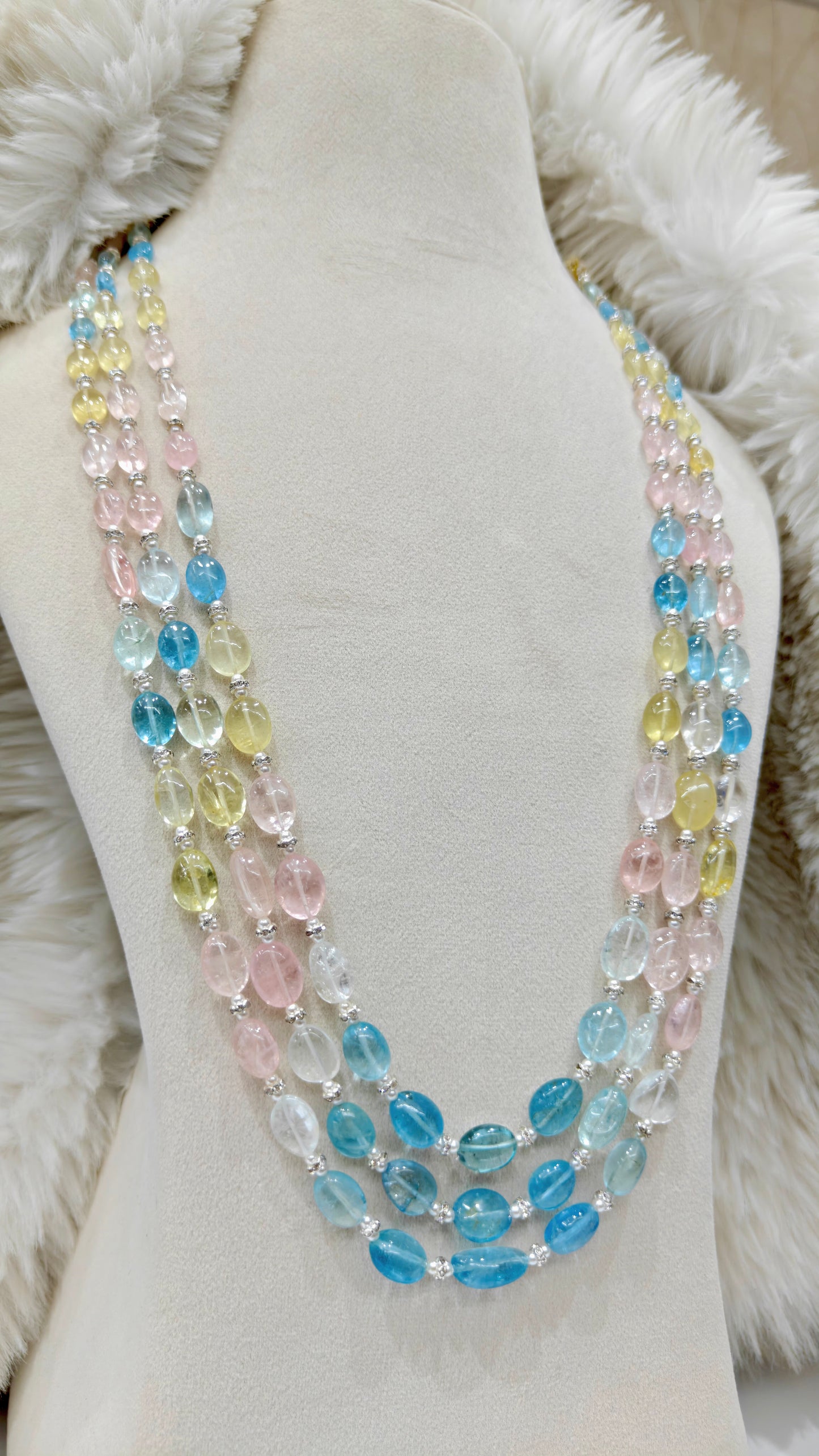 Aquamarine with Pink Morganite & Pearls