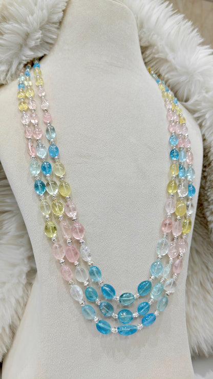 Aquamarine with Pink Morganite & Pearls
