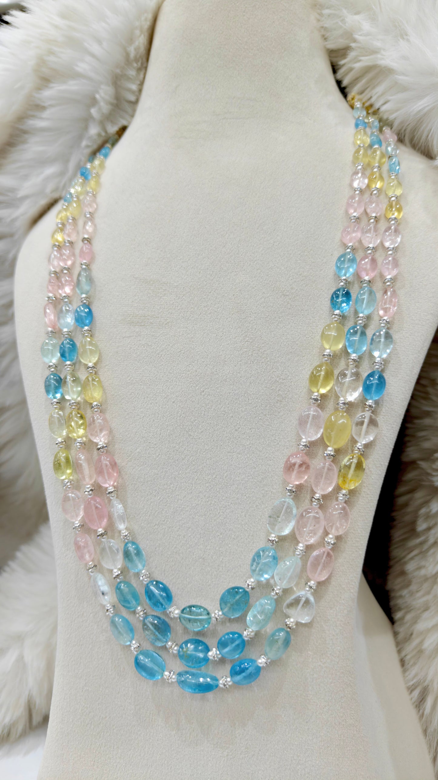 Aquamarine with Pink Morganite & Pearls