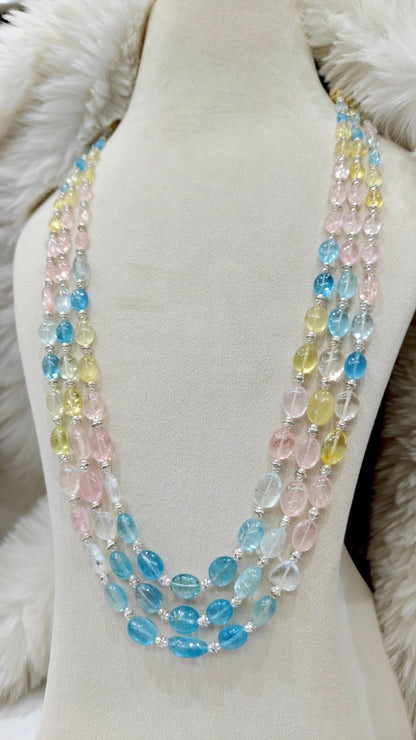 Aquamarine with Pink Morganite & Pearls